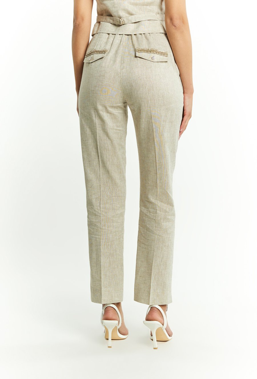 Eleganckie lniane spodnie garniturowe