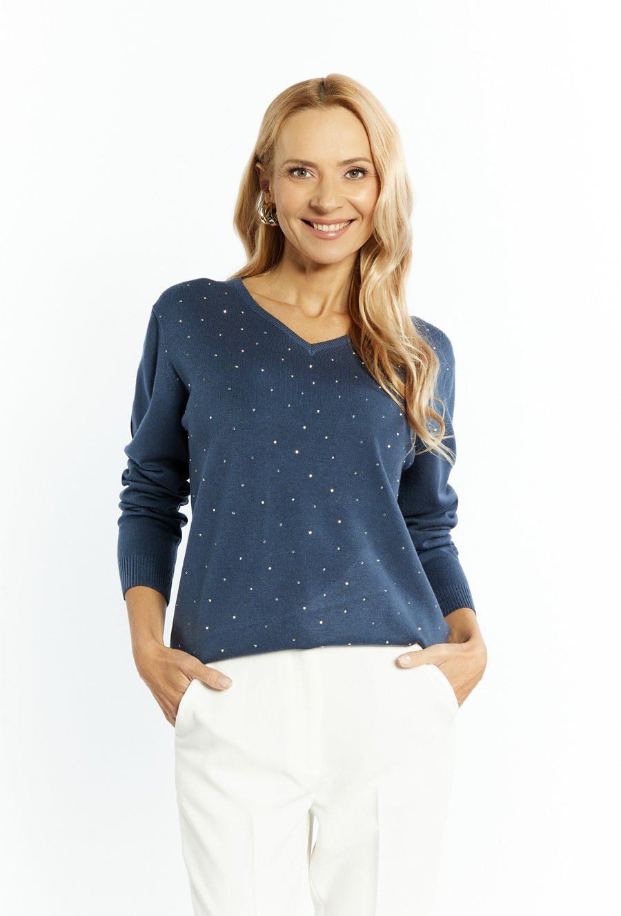 Sweter damski z małymi dżetami