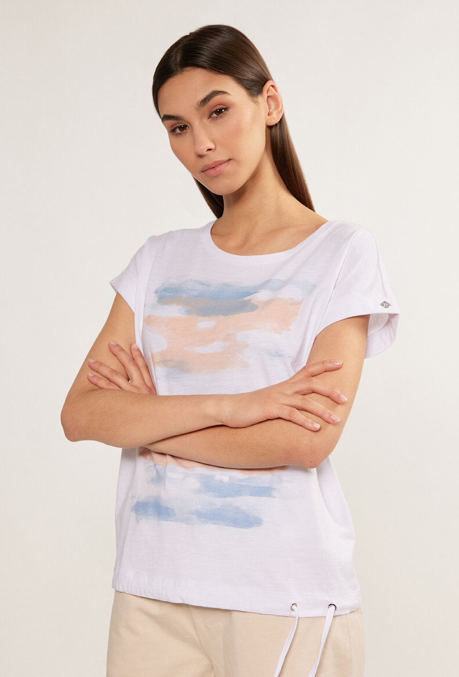 Bawełniany t-shirt z ozdobnym panelem