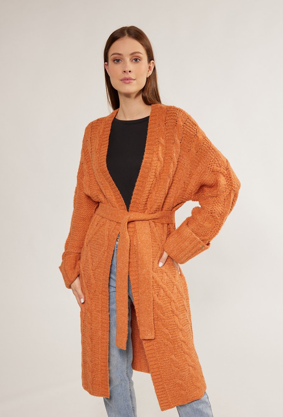 Kardigan damski z paskiem