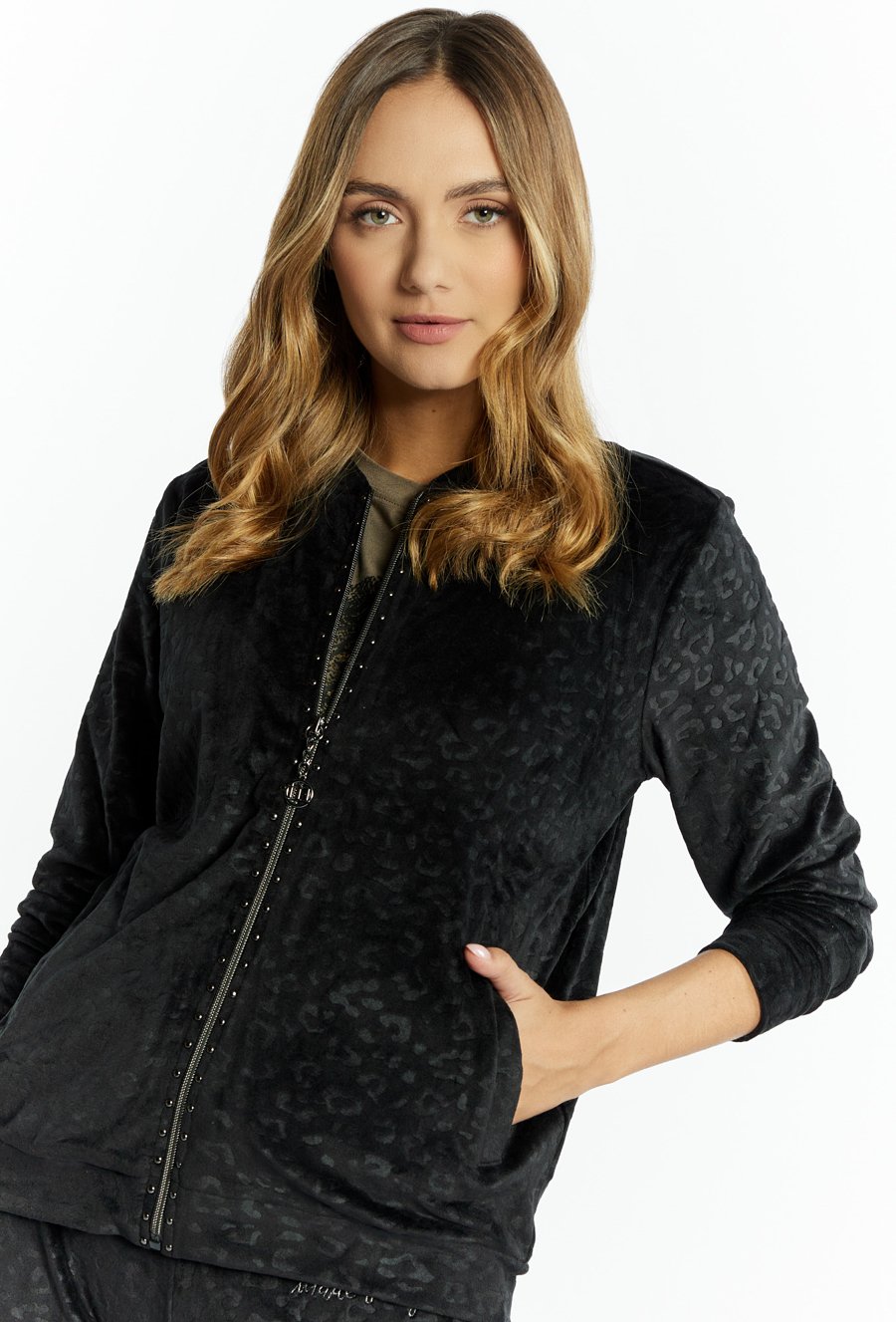 Rozpinana bluza damska z dżetami