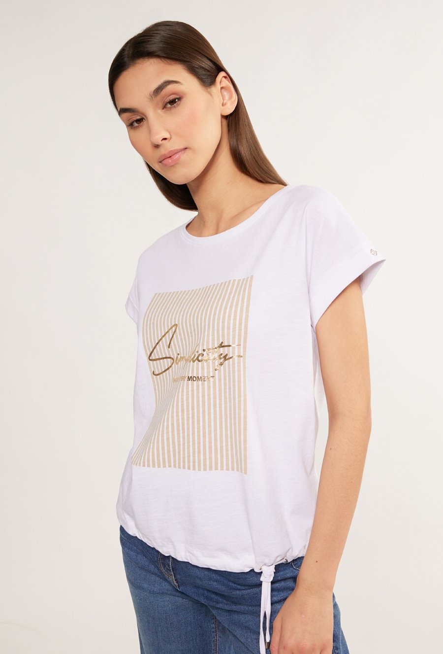 T-shirt damski ze ściągaczem