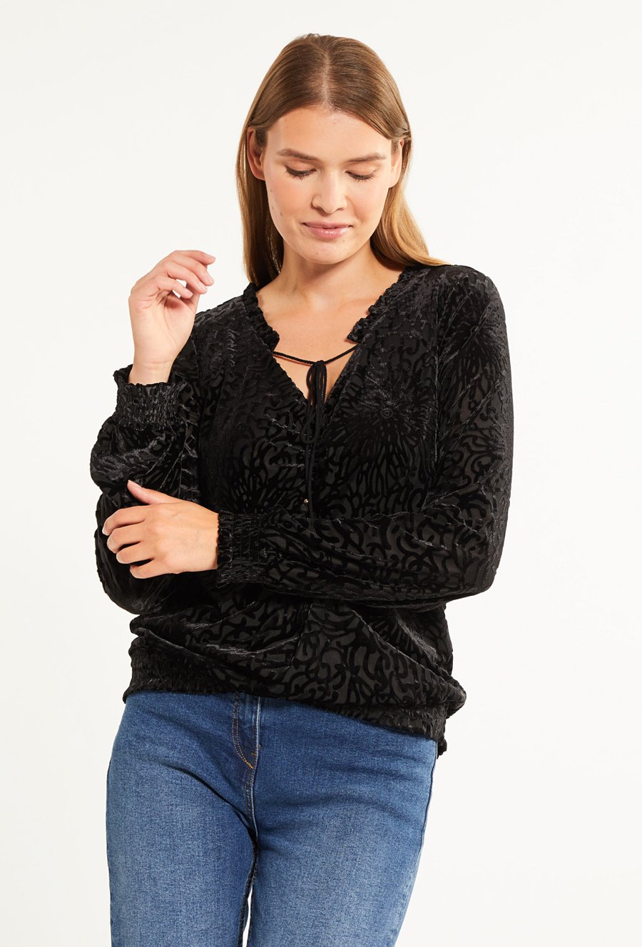 Welurowa bluzka damska