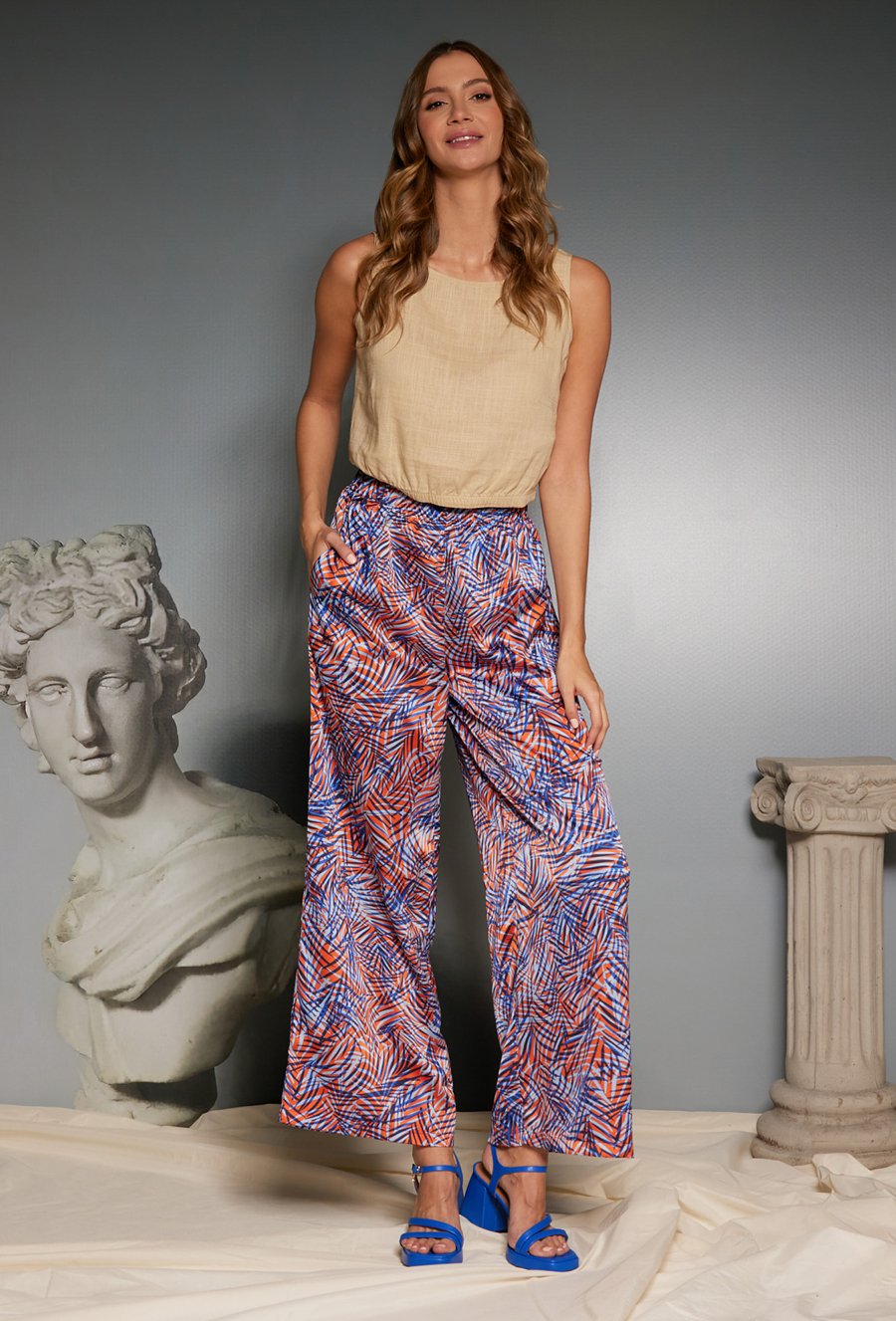 Szerokie satynowe spodnie