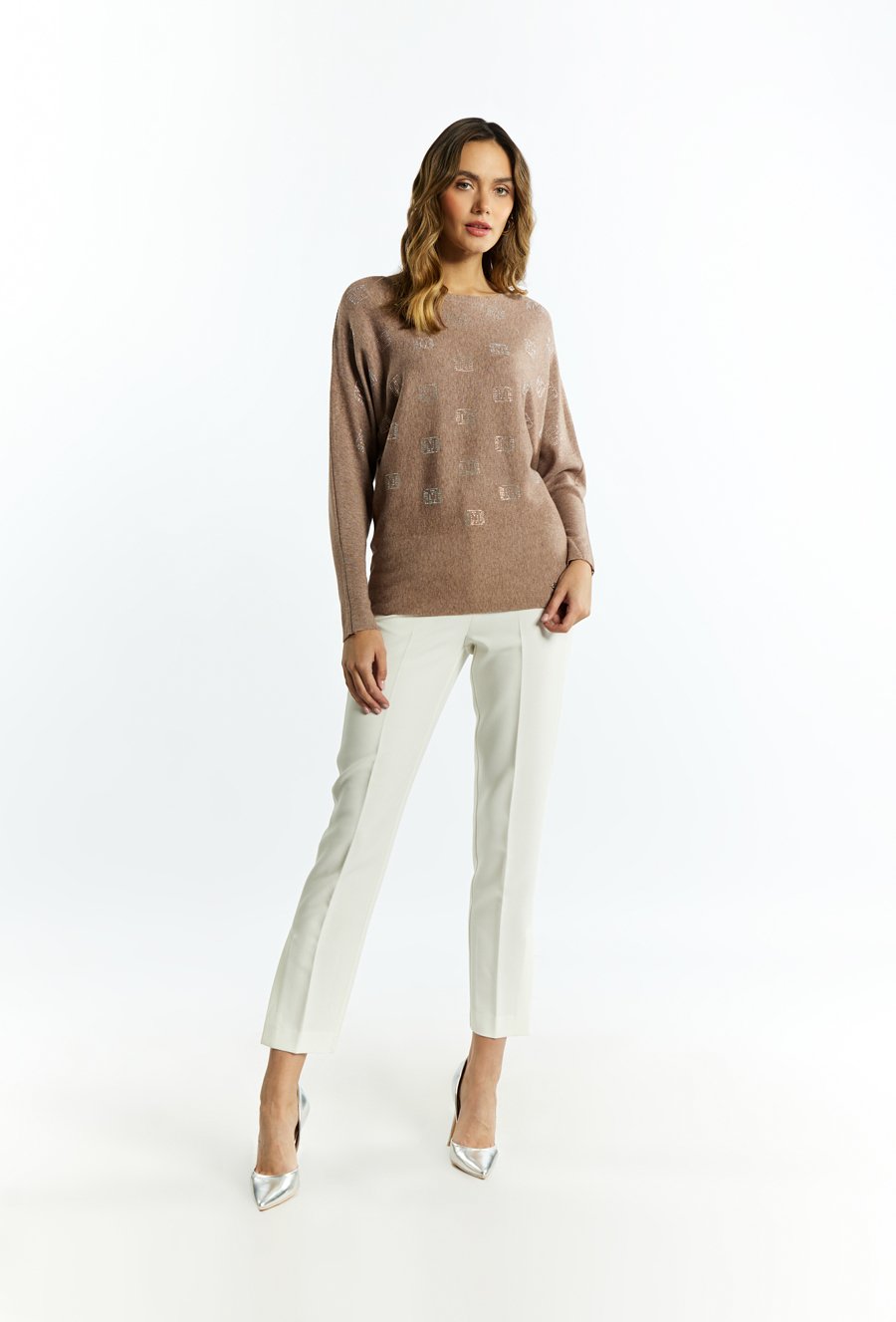 Sweter damski z małymi dżetami