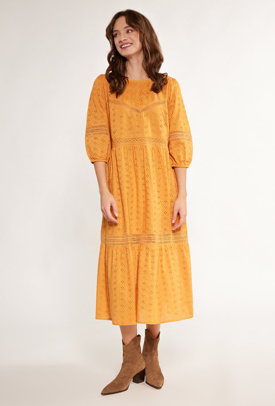 Ażurowa sukienka midi