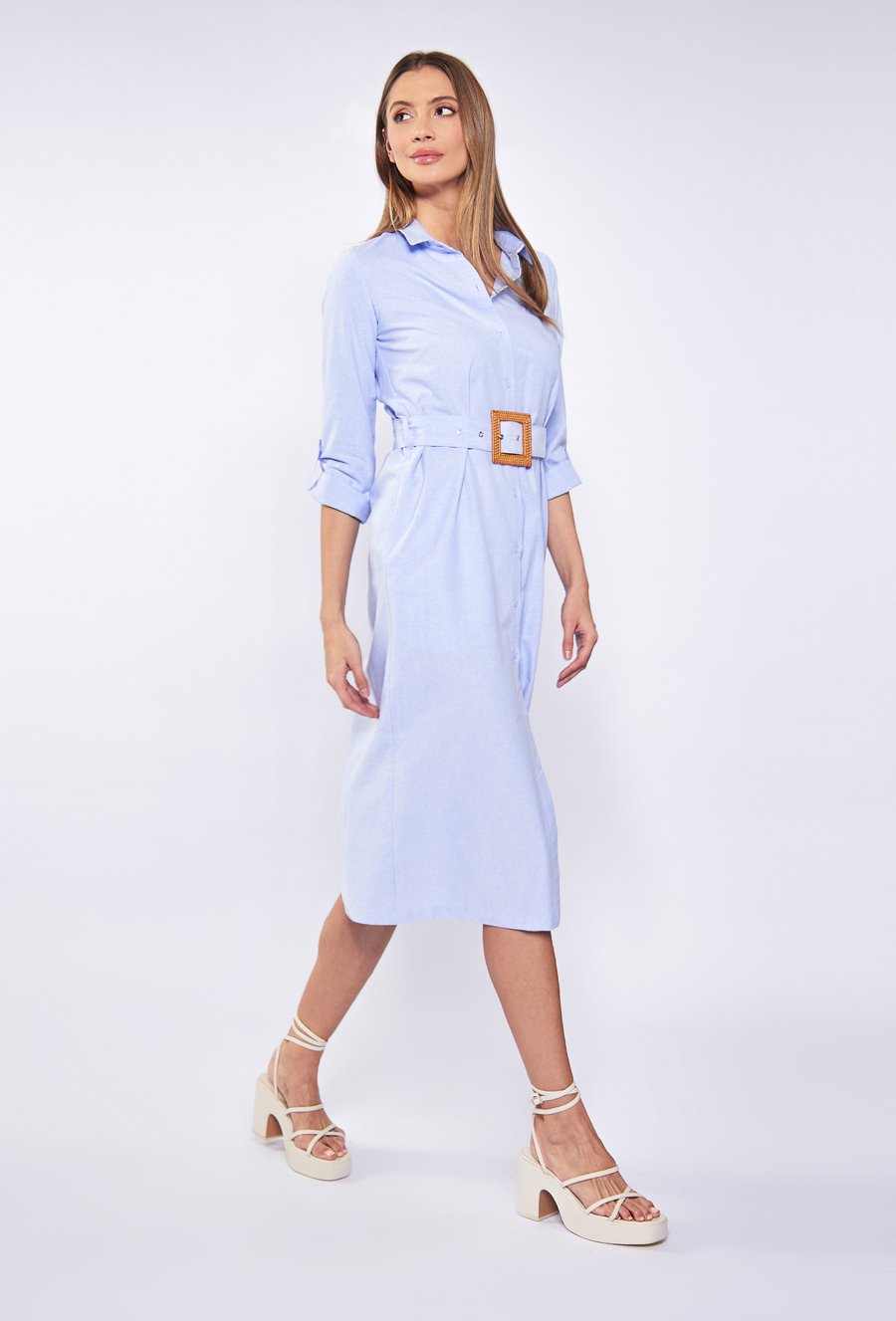 Bawełniana sukienka o koszulowym fasonie