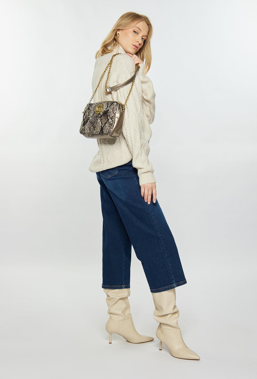 Torebka damska z wzorzystym panelem