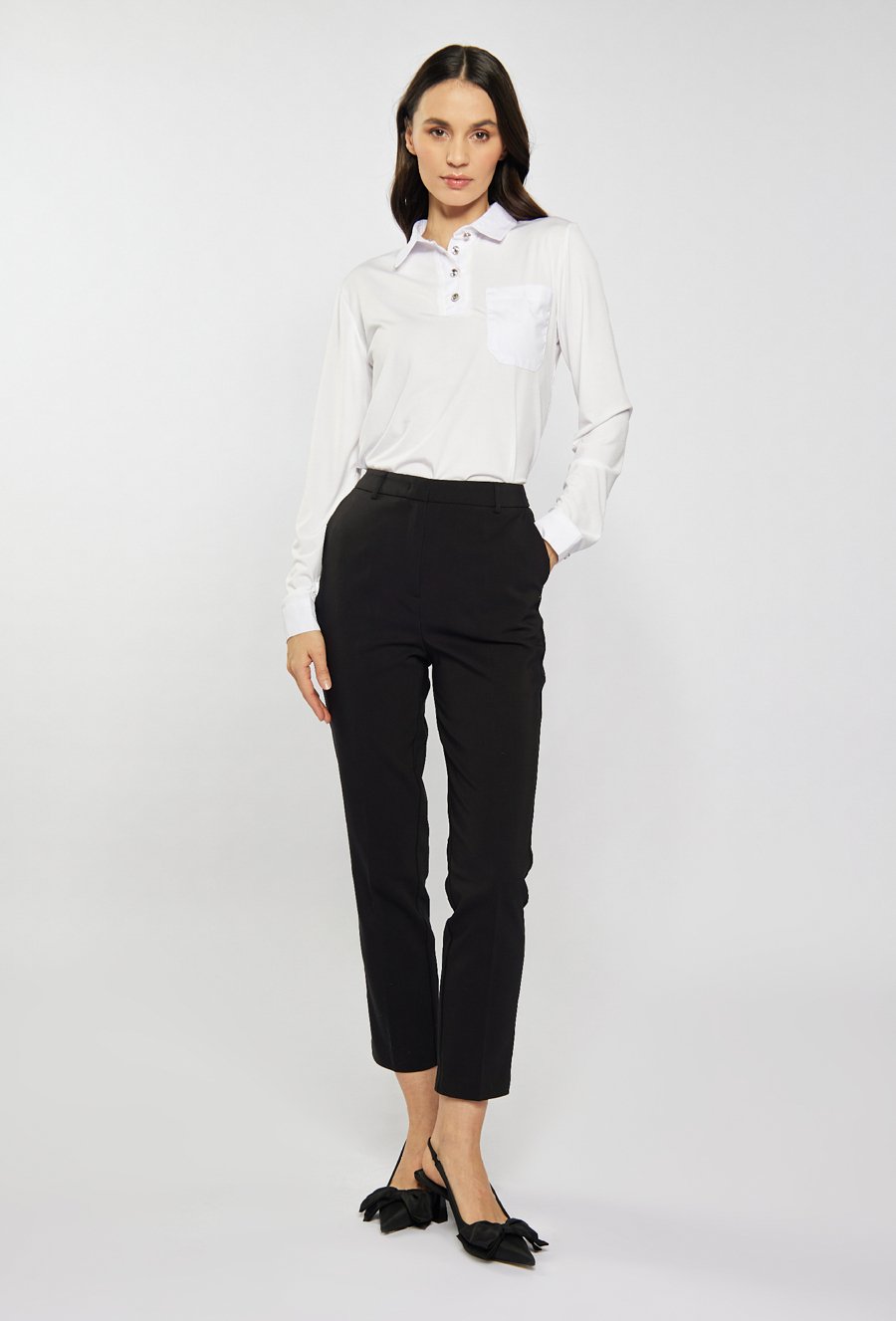 Gładka bluzka z kołnierzykiem