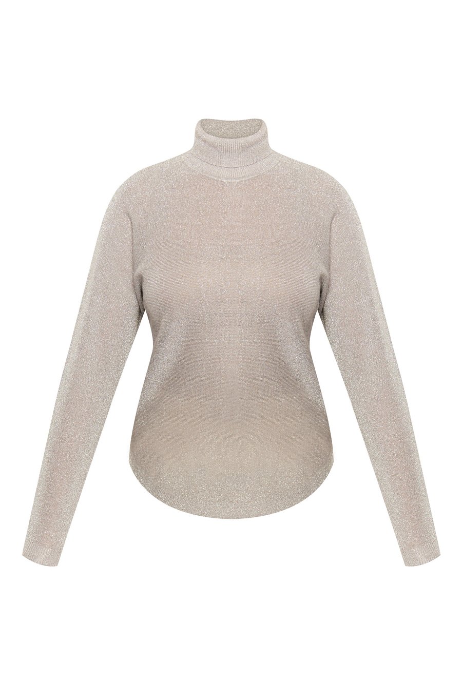 Cienki sweter damski z metalicznym efektem