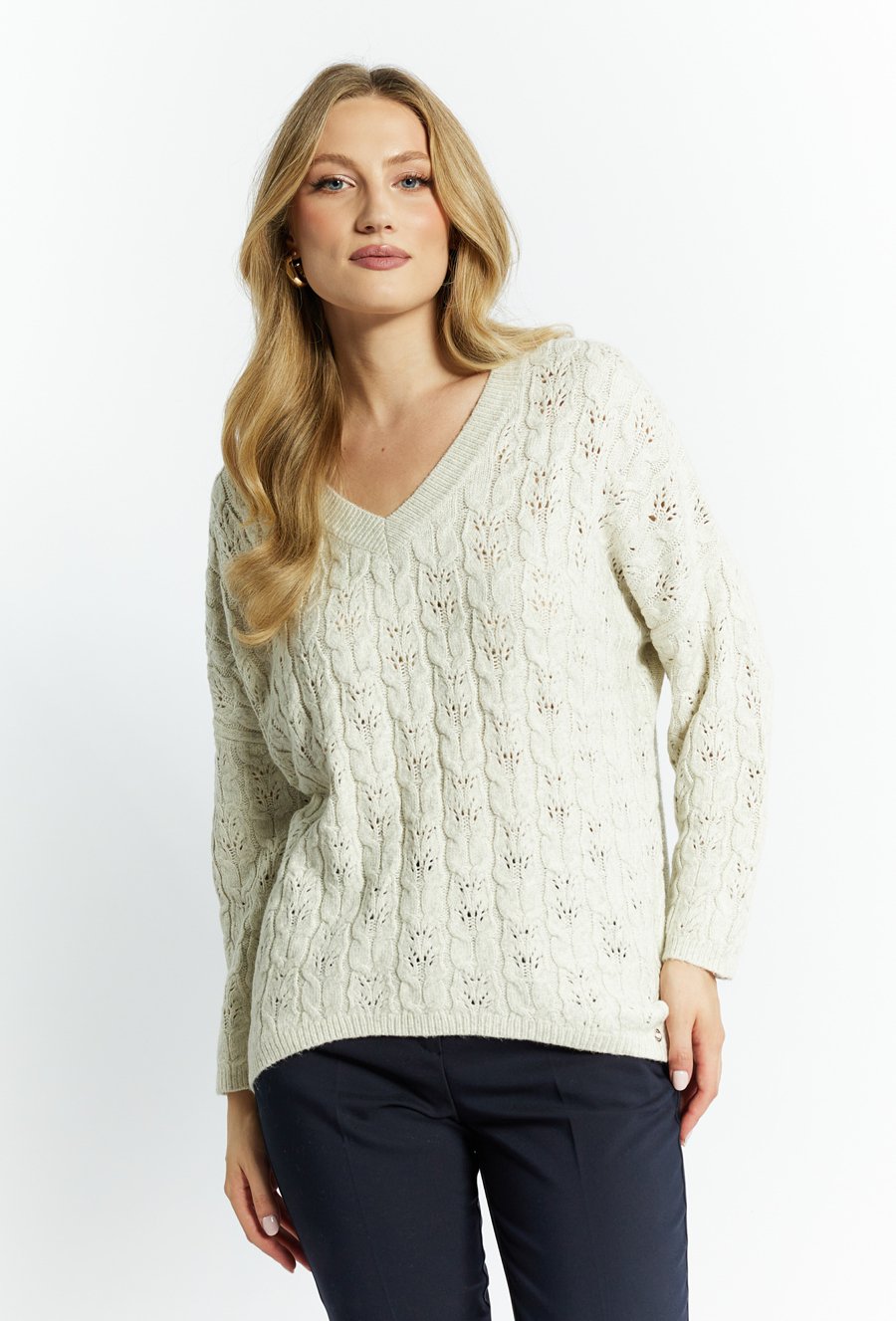 Ażurowy sweter damski