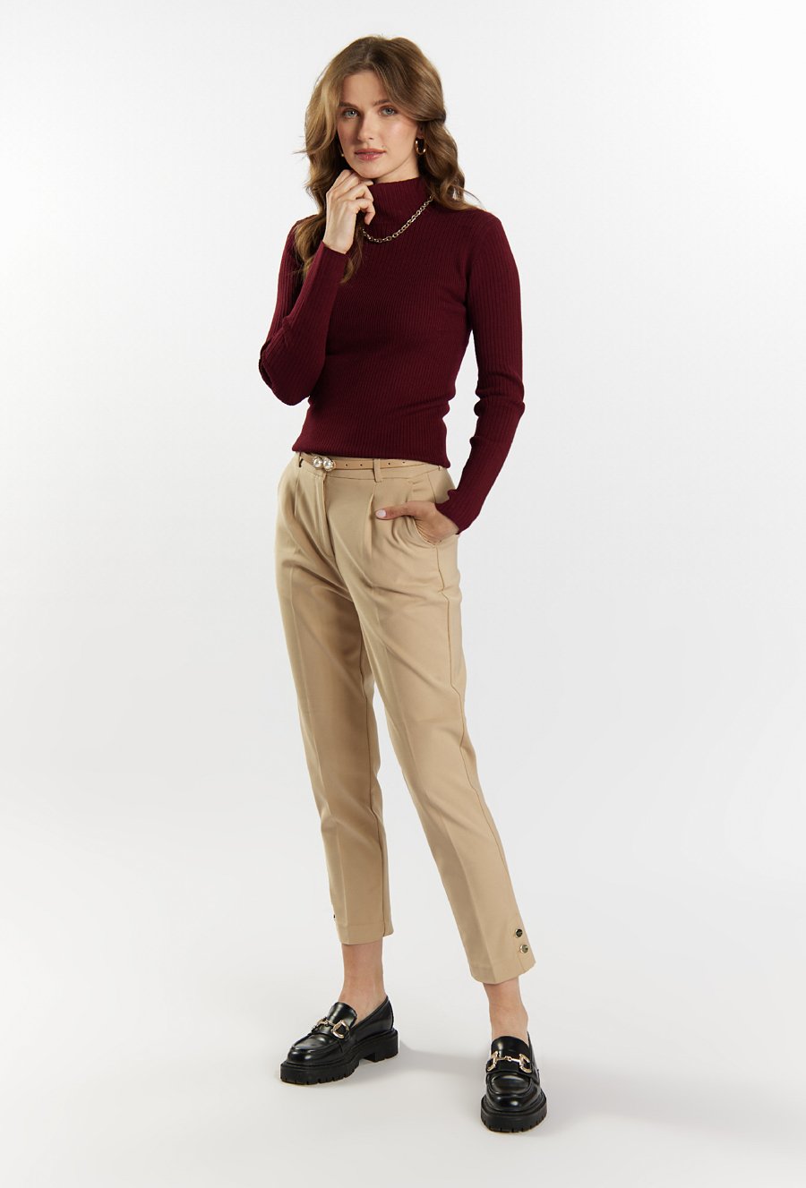 Prążkowany golf damski