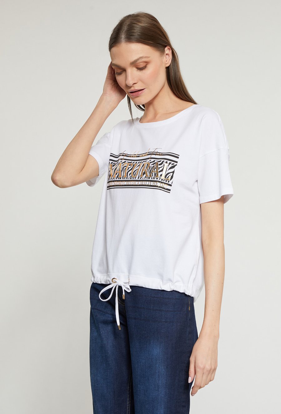 T-shirt damski z wiązaniem