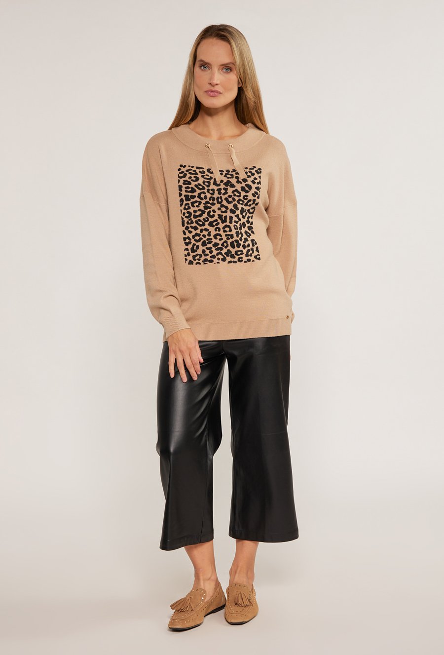 Sweter damski z wiązaniem