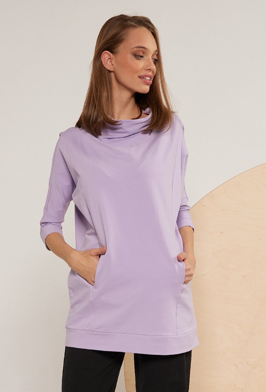 Długa bluza z p&oacute;łgolfem