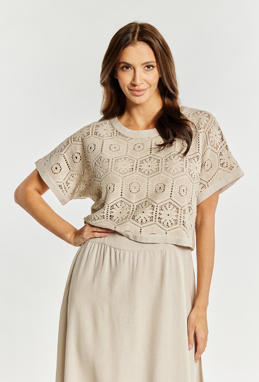 Sukienka damska z ażurową bluzką