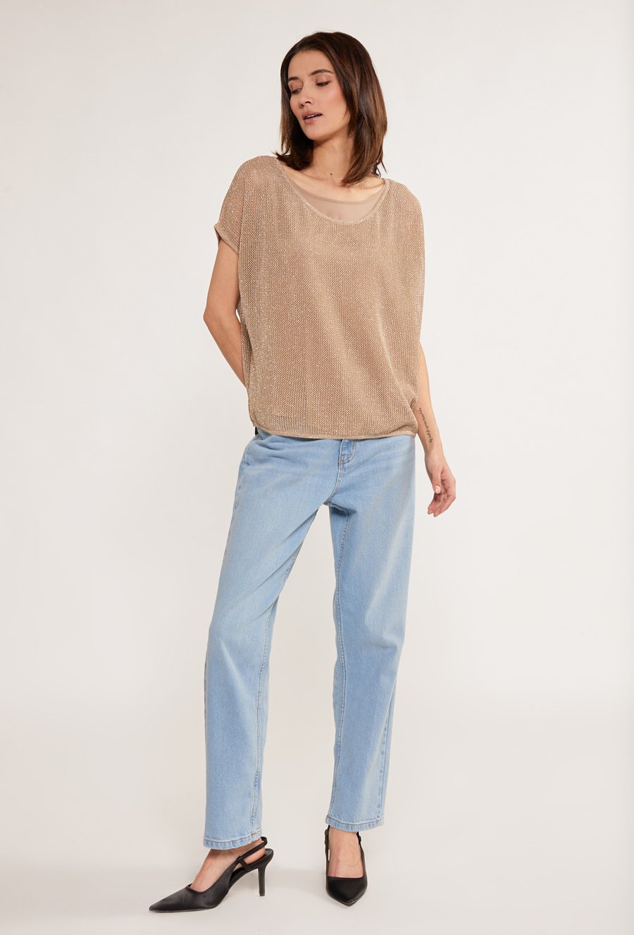 Połyskujący sweter z podszewką