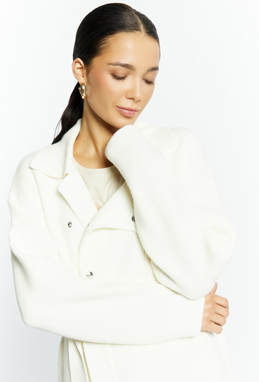 Sweter płaszczowy z wiązaniem