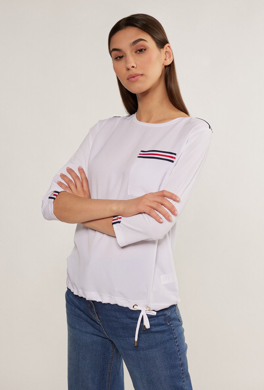 Bluzka damska z ozdobnymi wstawkami