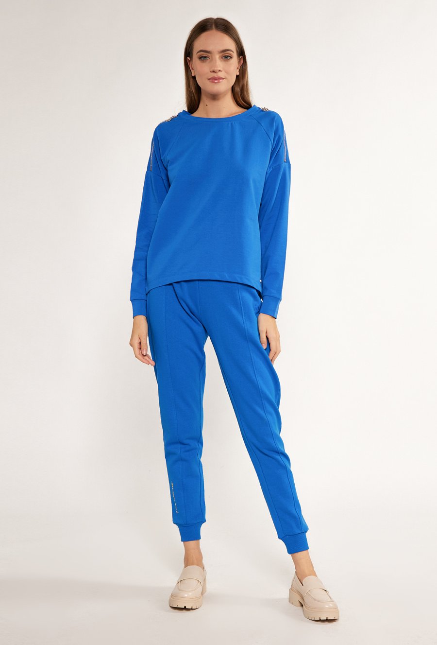 Bawełniana bluza z suwakami na ramionach