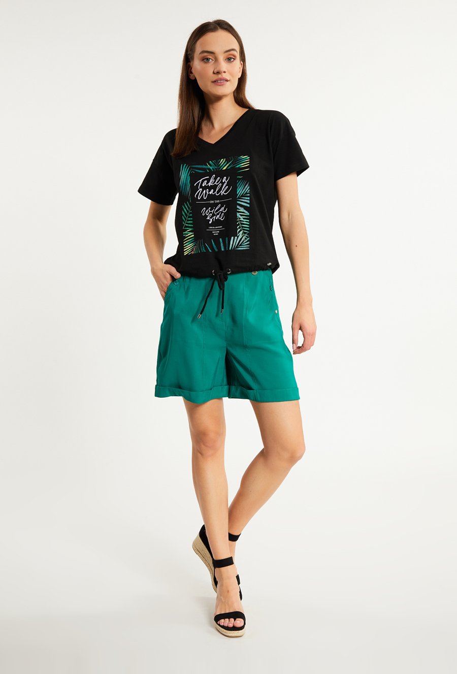 T-shirt damski z wiązaniem