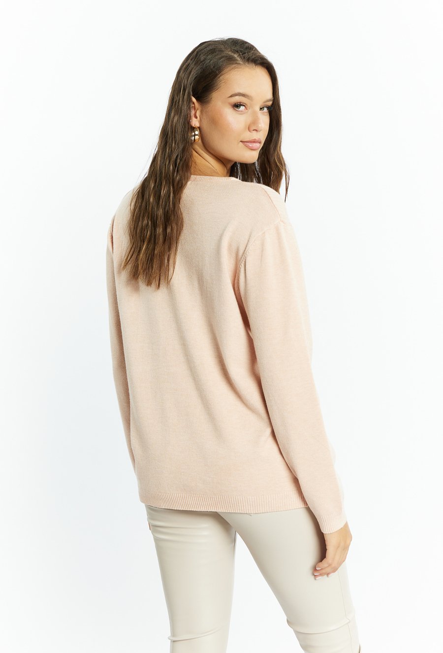 Prążkowany sweter damski