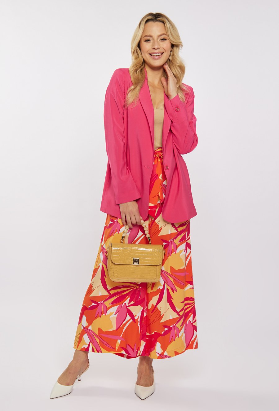 Lakierowy kuferek damski z wzorem