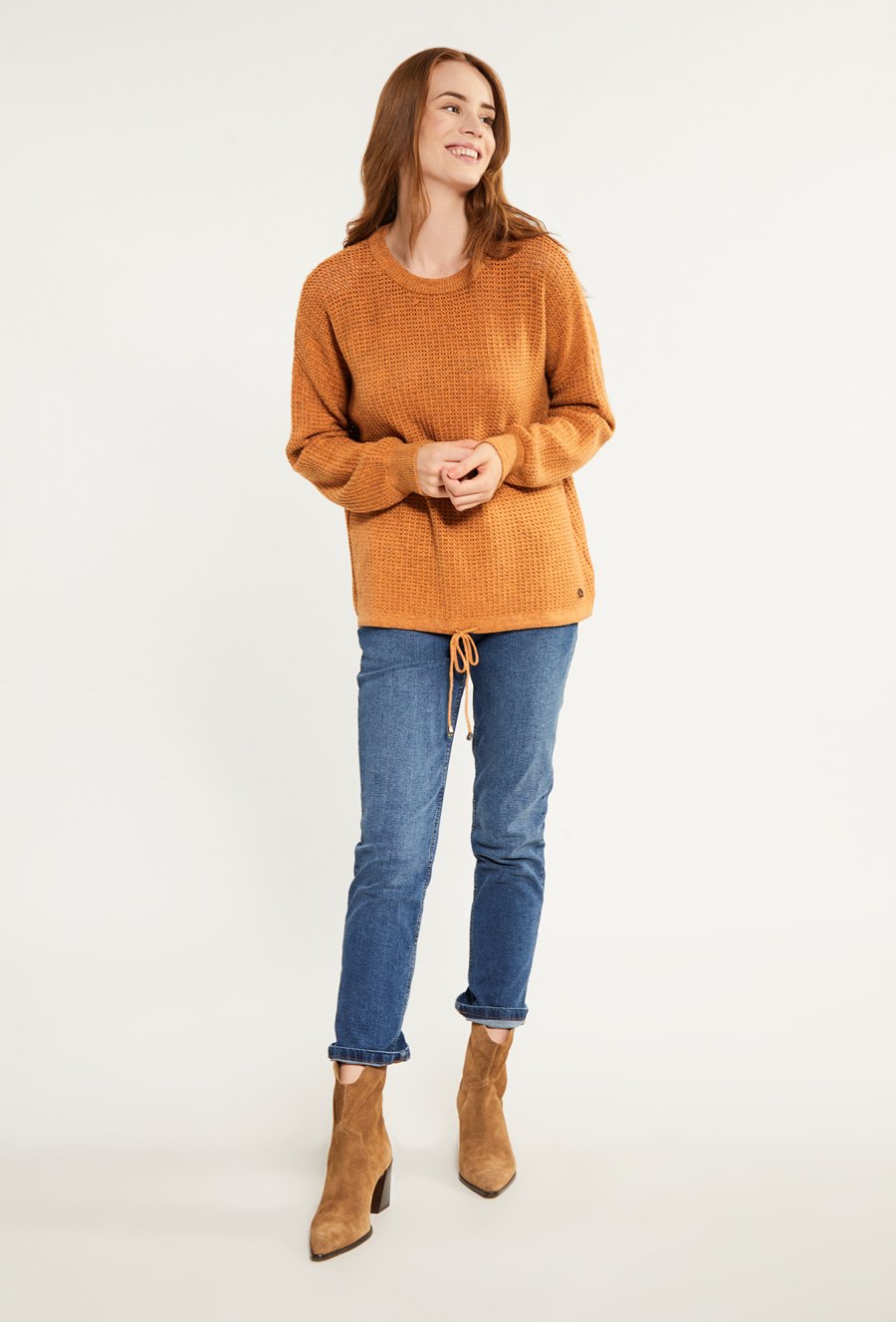 Sweter damski z wiązaniem