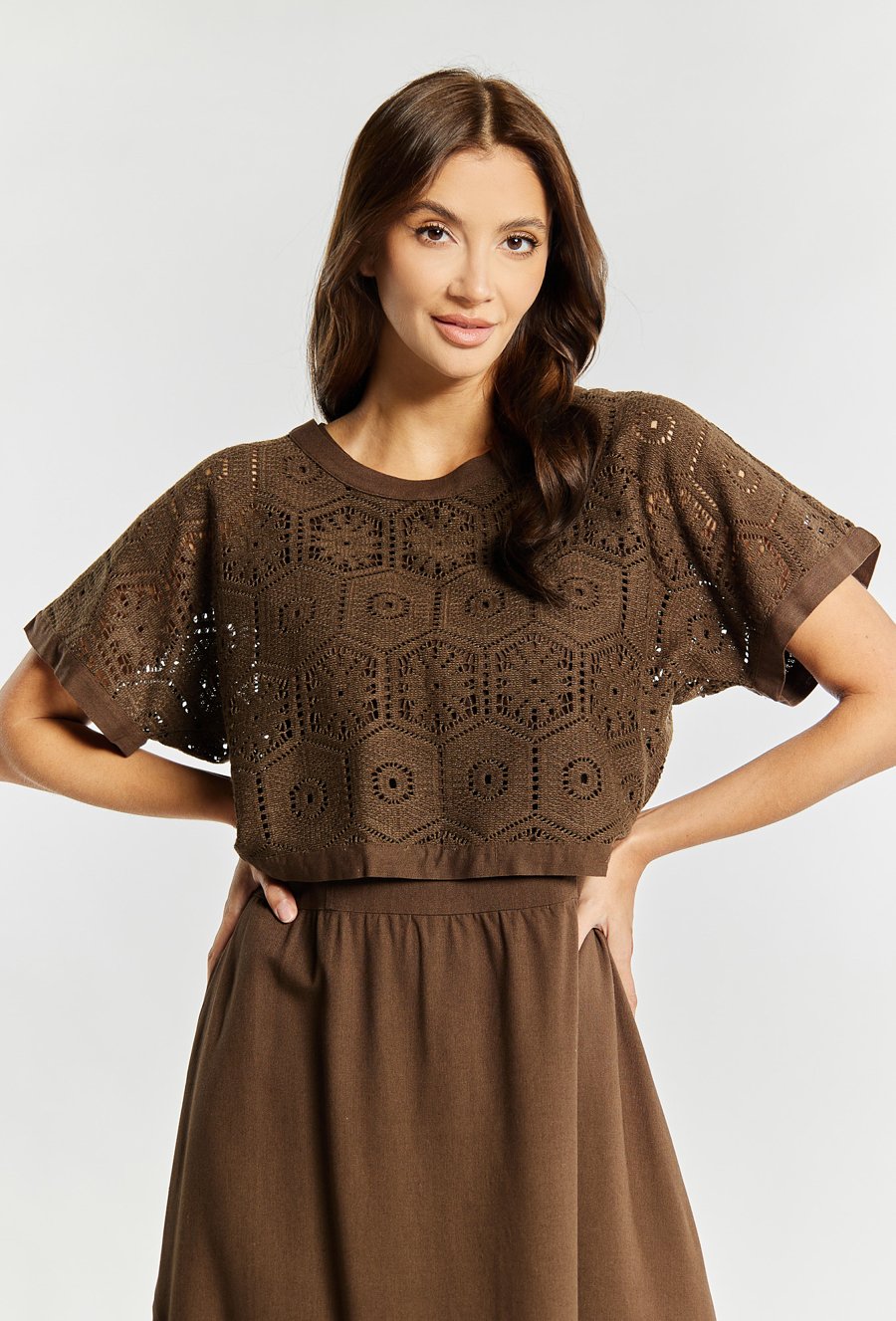 Sukienka damska z ażurową bluzką
