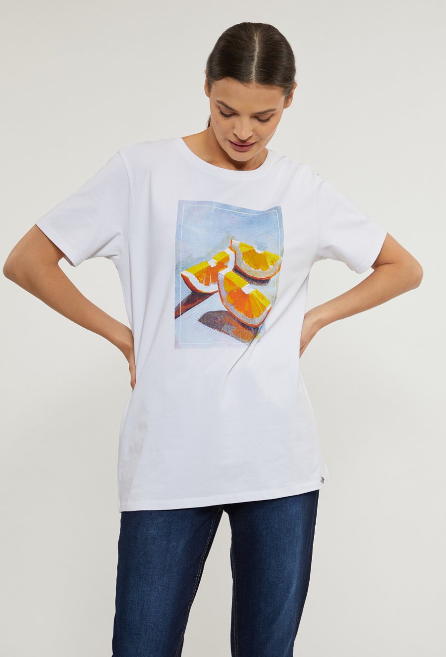 Bawełniany t-shirt damski z nadrukiem