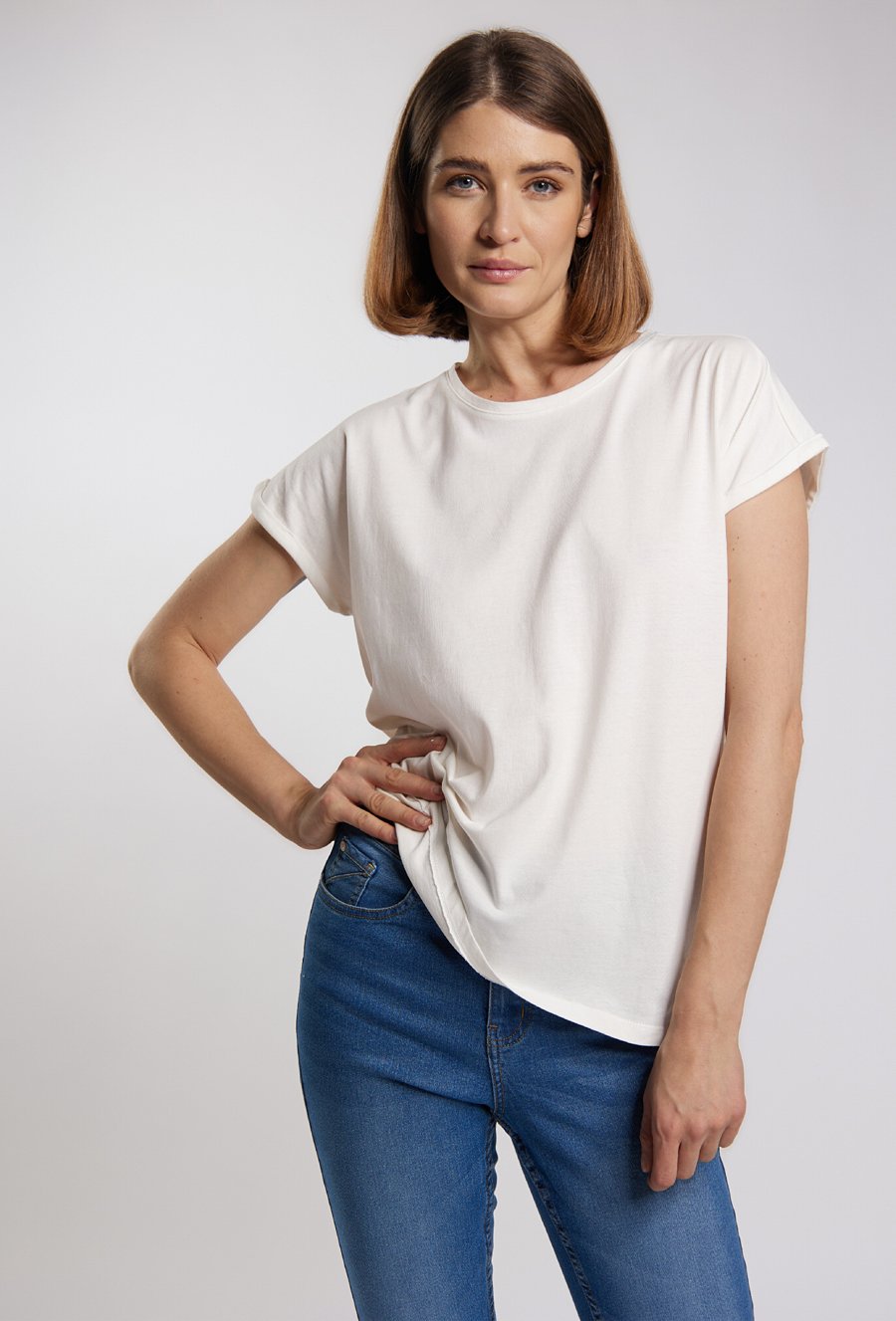 Biały, gładki t-shirt