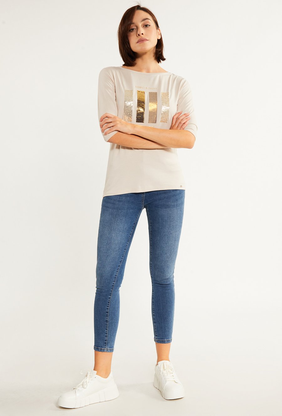 T-shirt z ozdobnym panelem