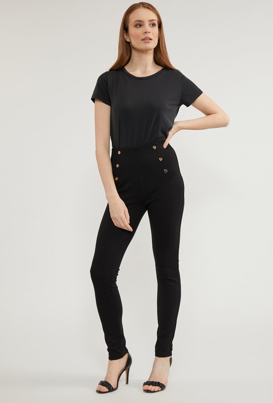 Spodnie damskie z ozdobnymi guzikami