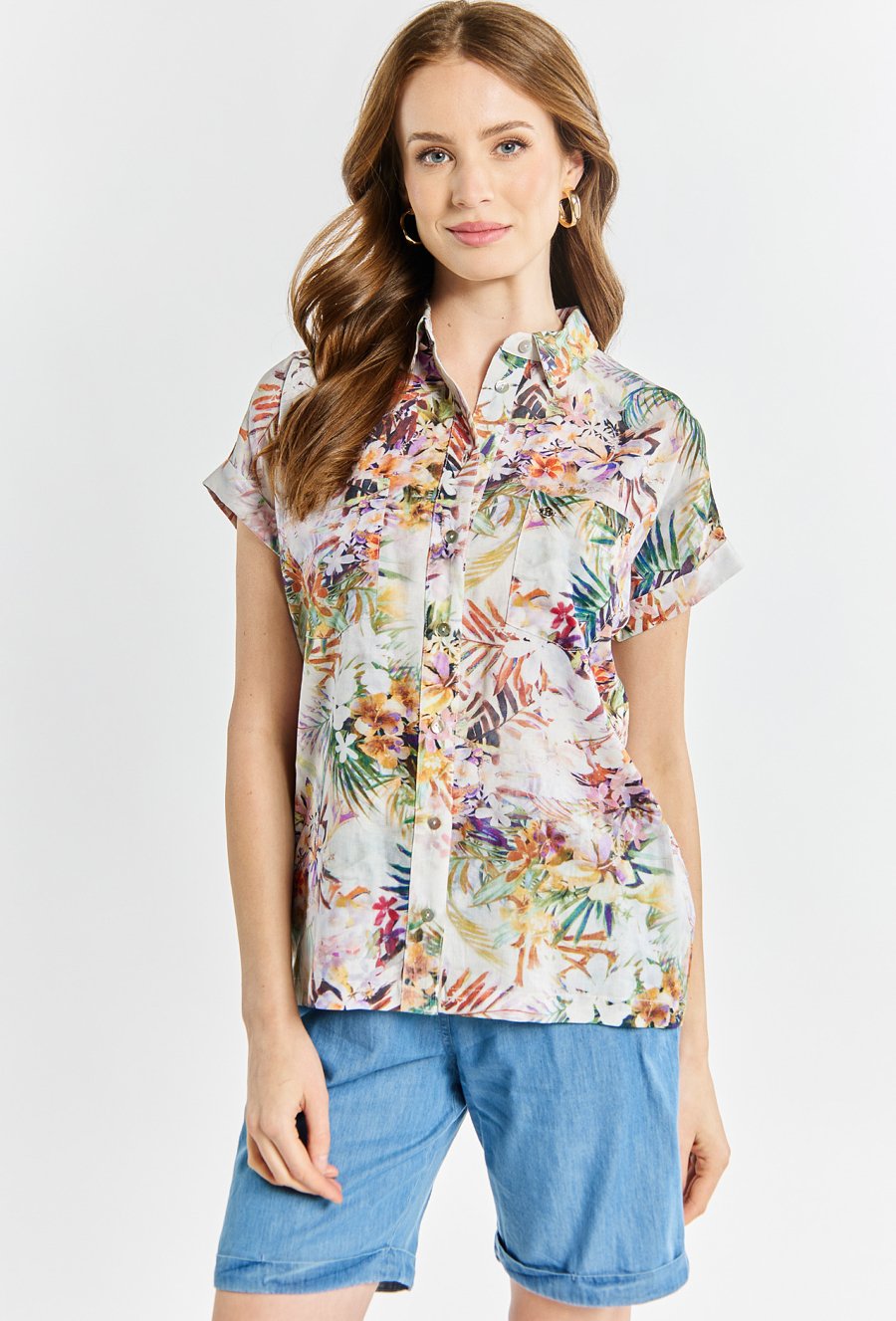 Koszula damska z dodatkiem lnu