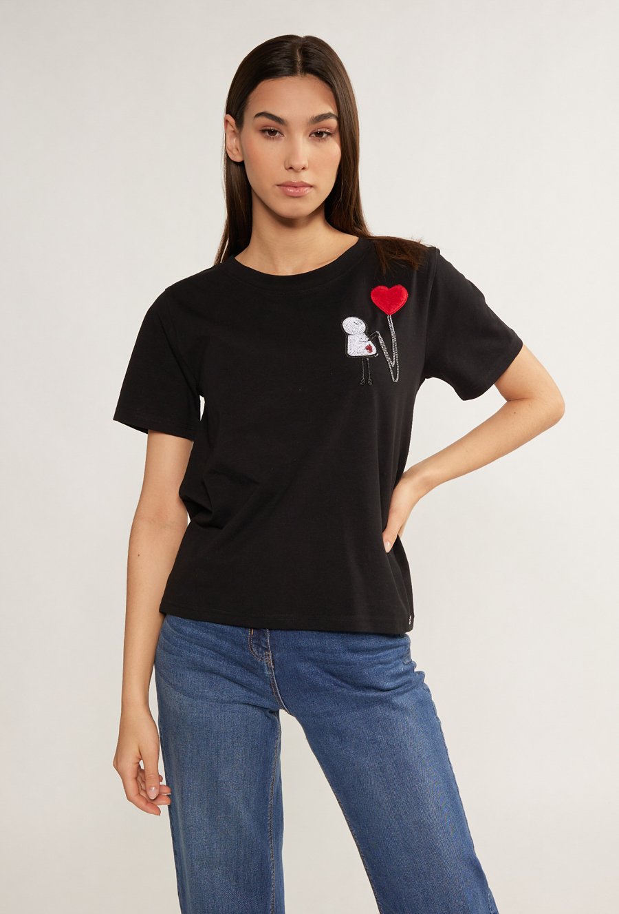 Bawełniany t-shirt ze zdobieniem