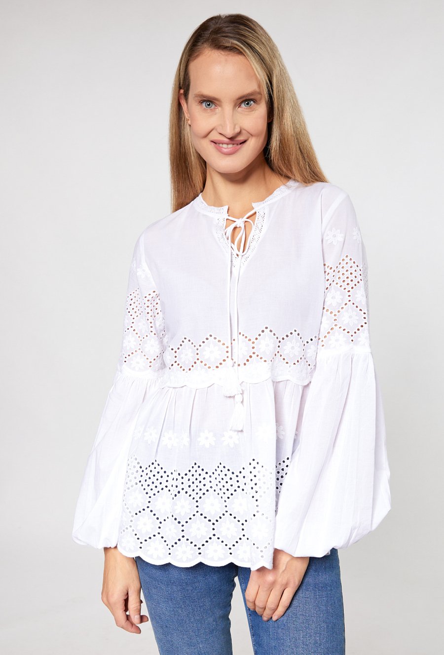 Bawełniana bluzka z falbaną