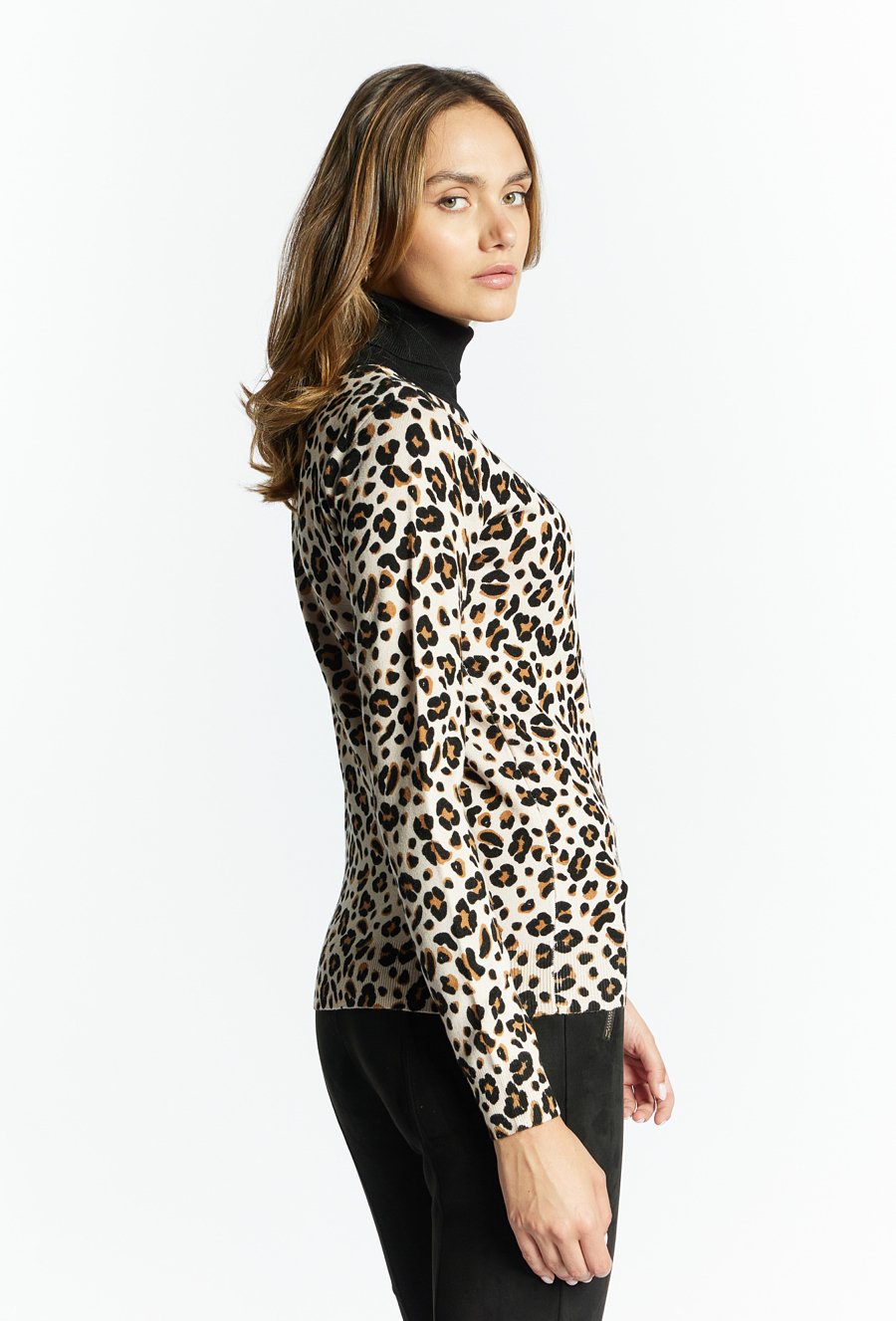 Cienki golf w print zwierzęcy