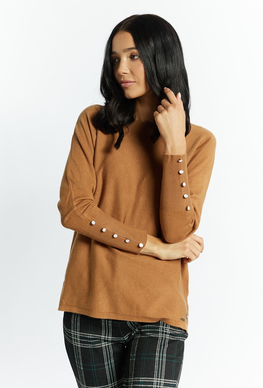 Sweter damski z ozdobnymi guzikami