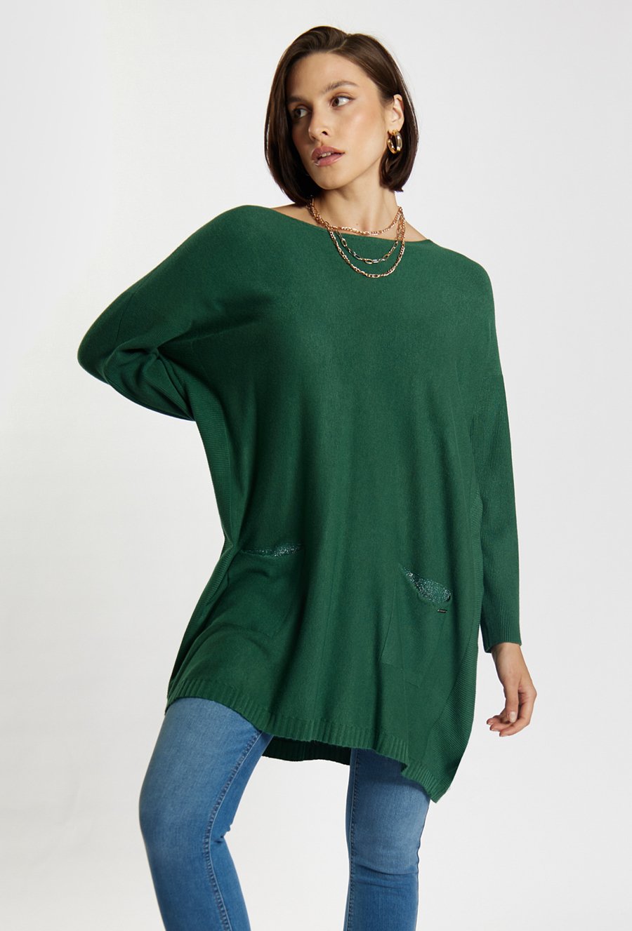 Sweter damski z kieszonkami