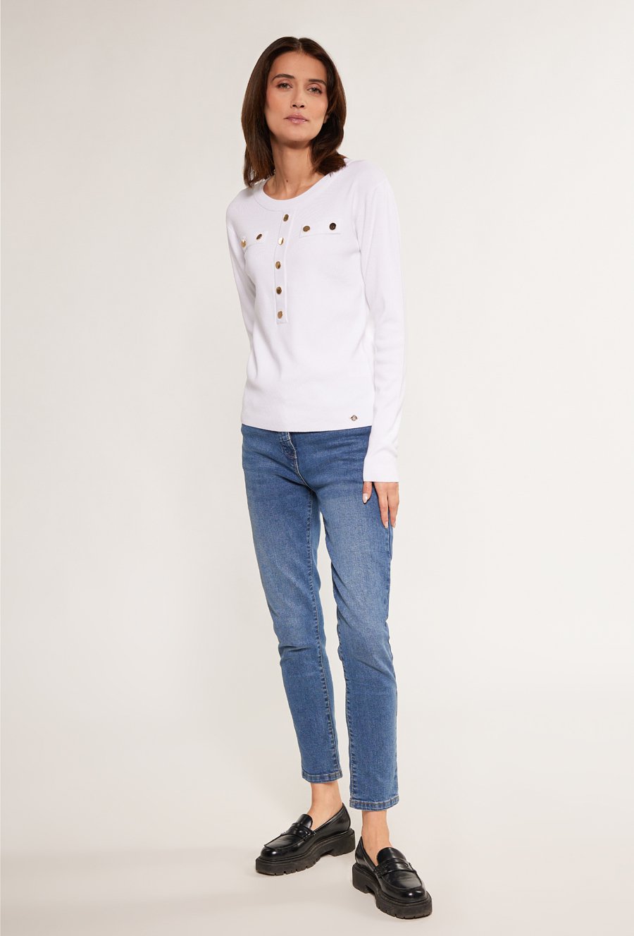 Gładki sweter z długim rękawem