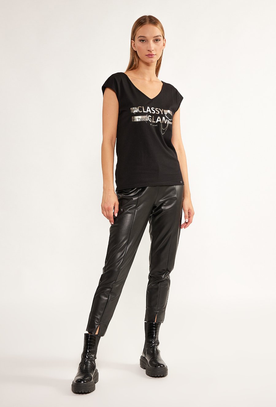 T-shirt z ozdobnym panelem