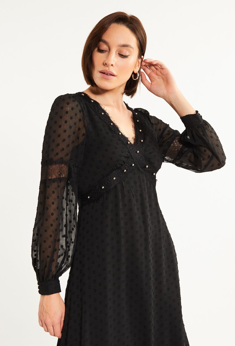 Sukienka midi z tkaniny plumeti