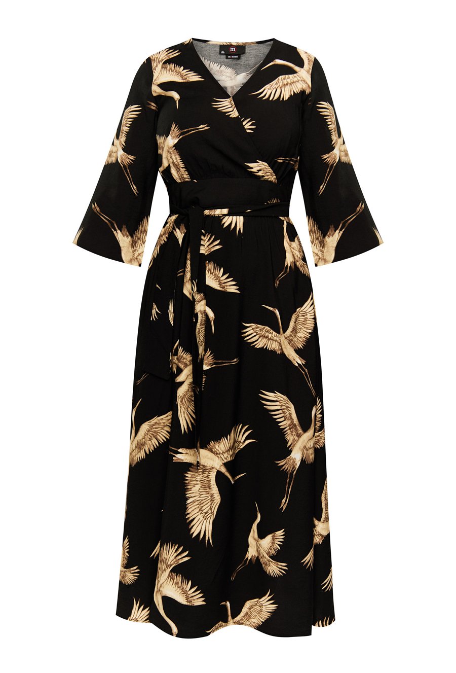 Wzorzysta sukienka z wiązaniem