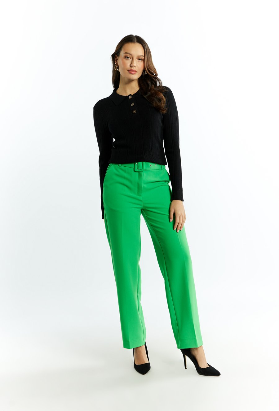 Prążkowany sweter damski