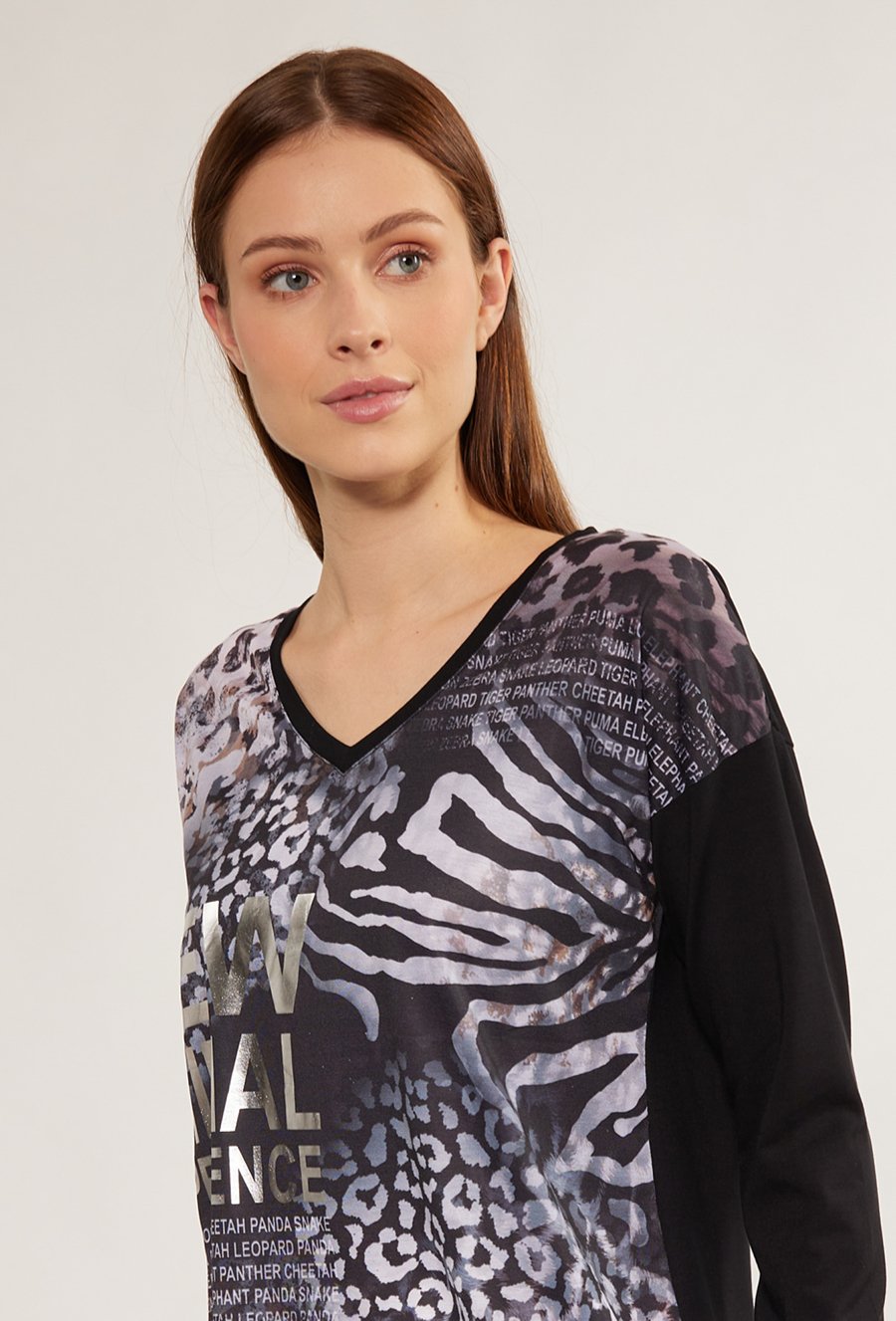 Wiskozowa bluzka z ozdobnym panelem