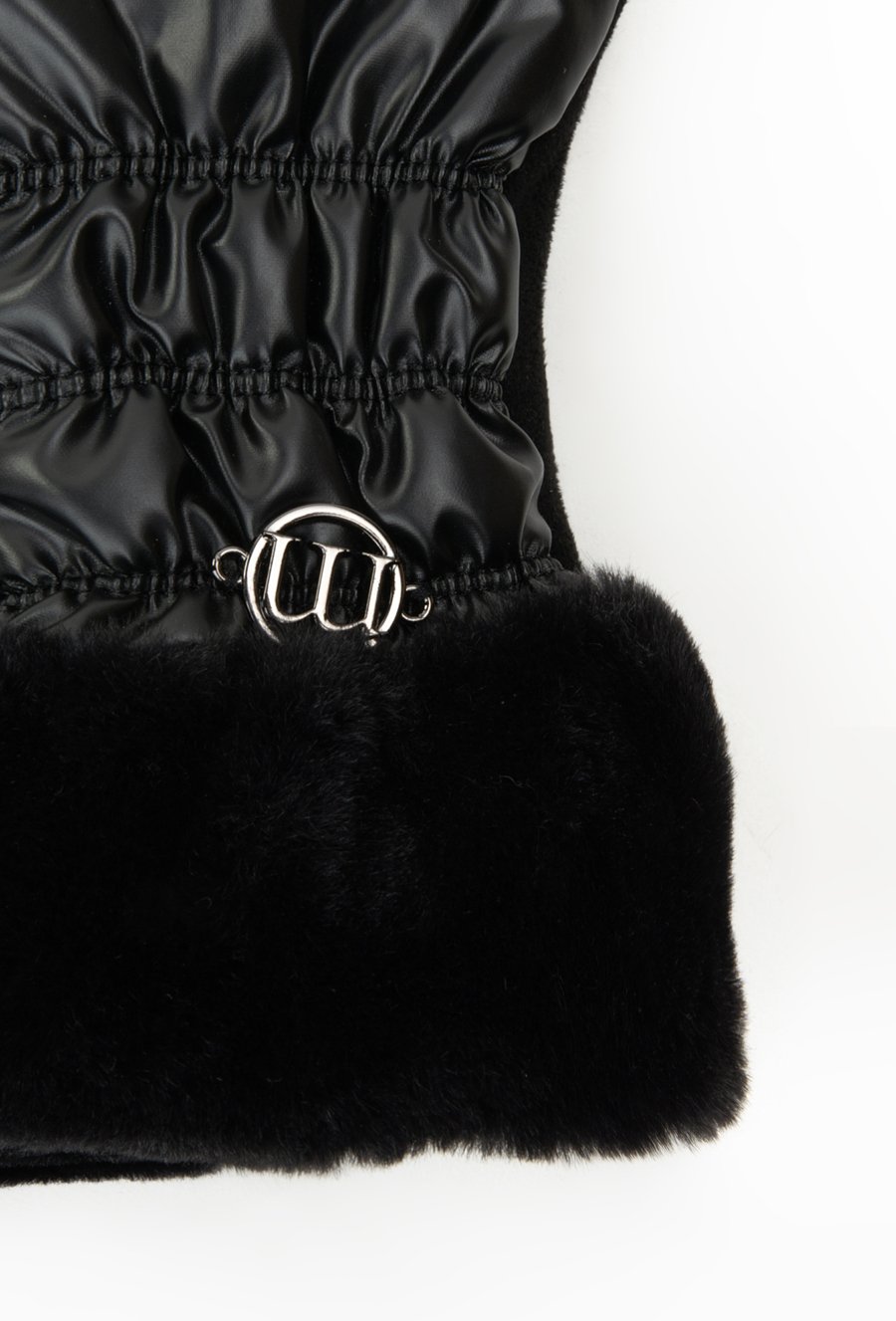 Połyskujące rękawiczki damskie z futerkiem