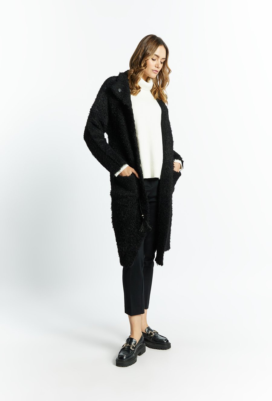 Pluszowy sweter płaszczowy