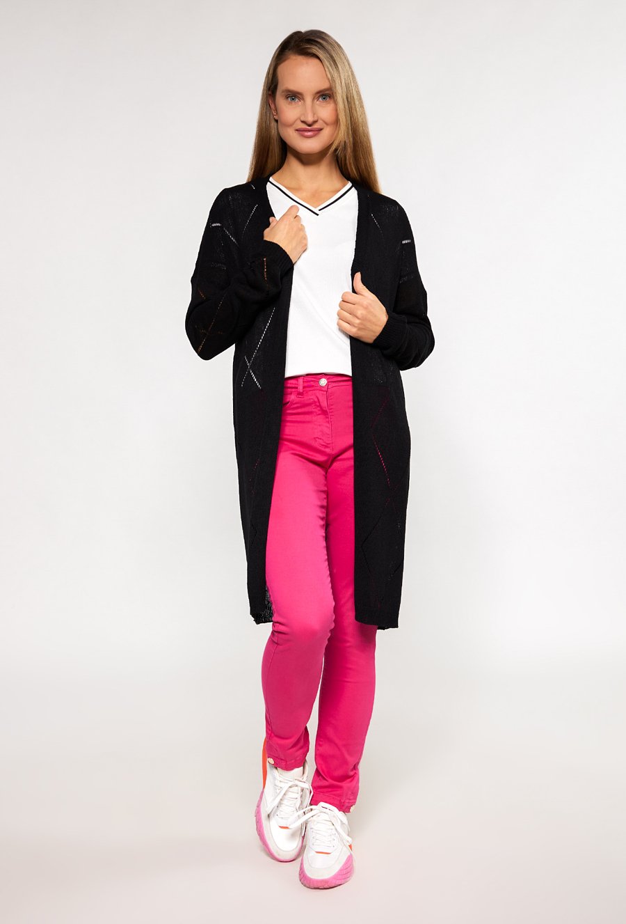 Kardigan damski z ozdobnym splotem