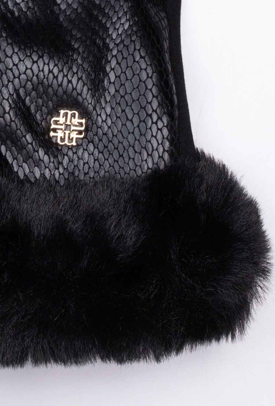 Wzorzyste rękawiczki z futerkiem