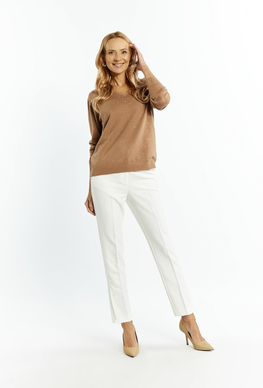 Sweter damski z małymi dżetami